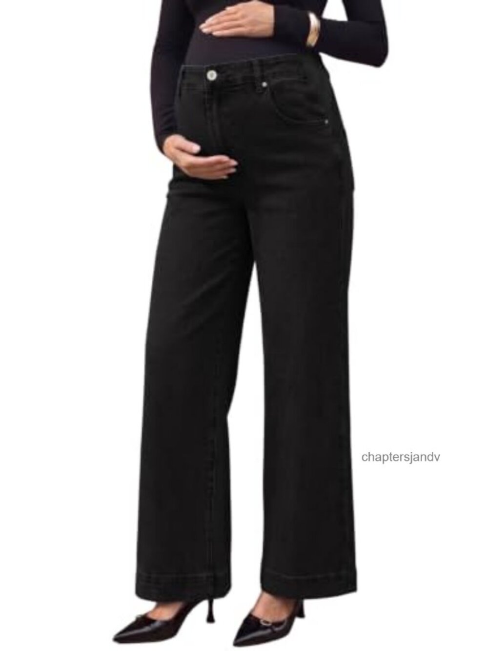 Wide Leg Maternity Jeans High Rise Stretch Work Pants